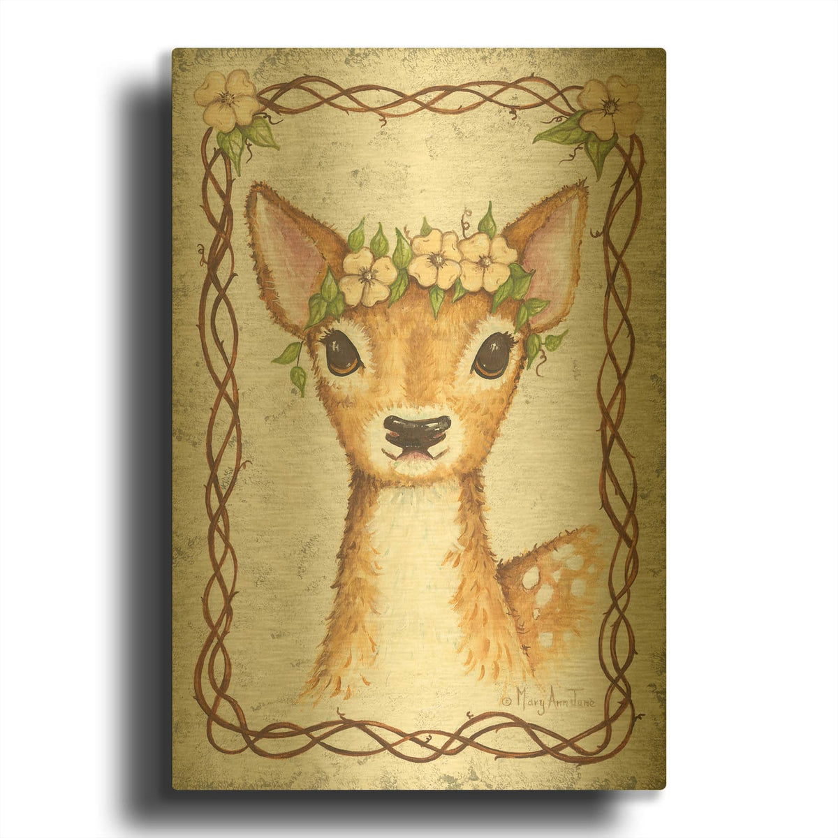 'Deer' By Mary Ann June Gold Metal Wall Art