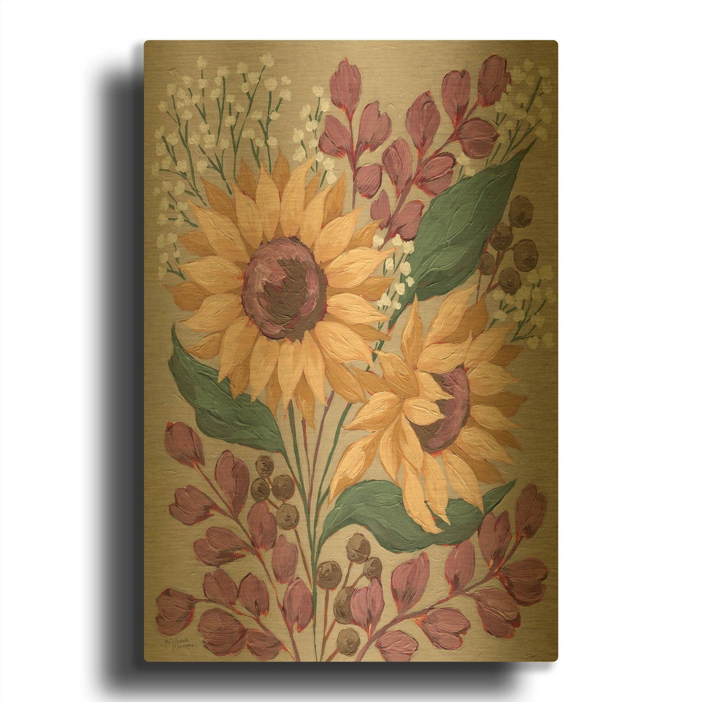 'Sunny Faces' By Michele Norman Gold Metal Wall Art