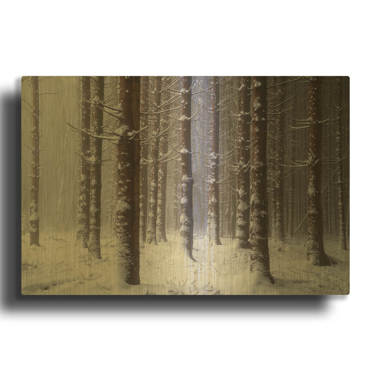 'Red Woods' By Martin Podt Gold Metal Wall Art