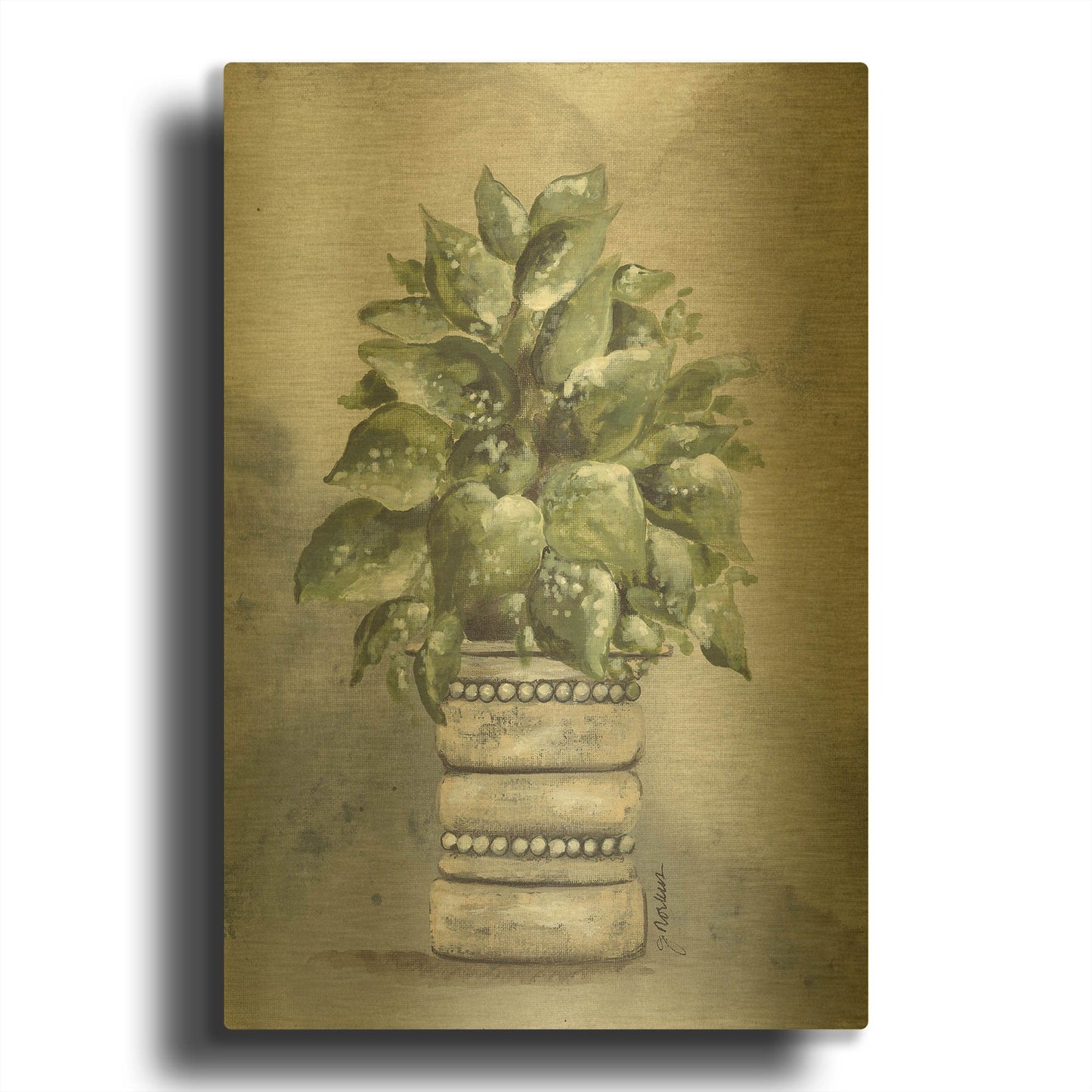 'Pathos in Pottery' By Julie Norkus Gold Metal Wall Art
