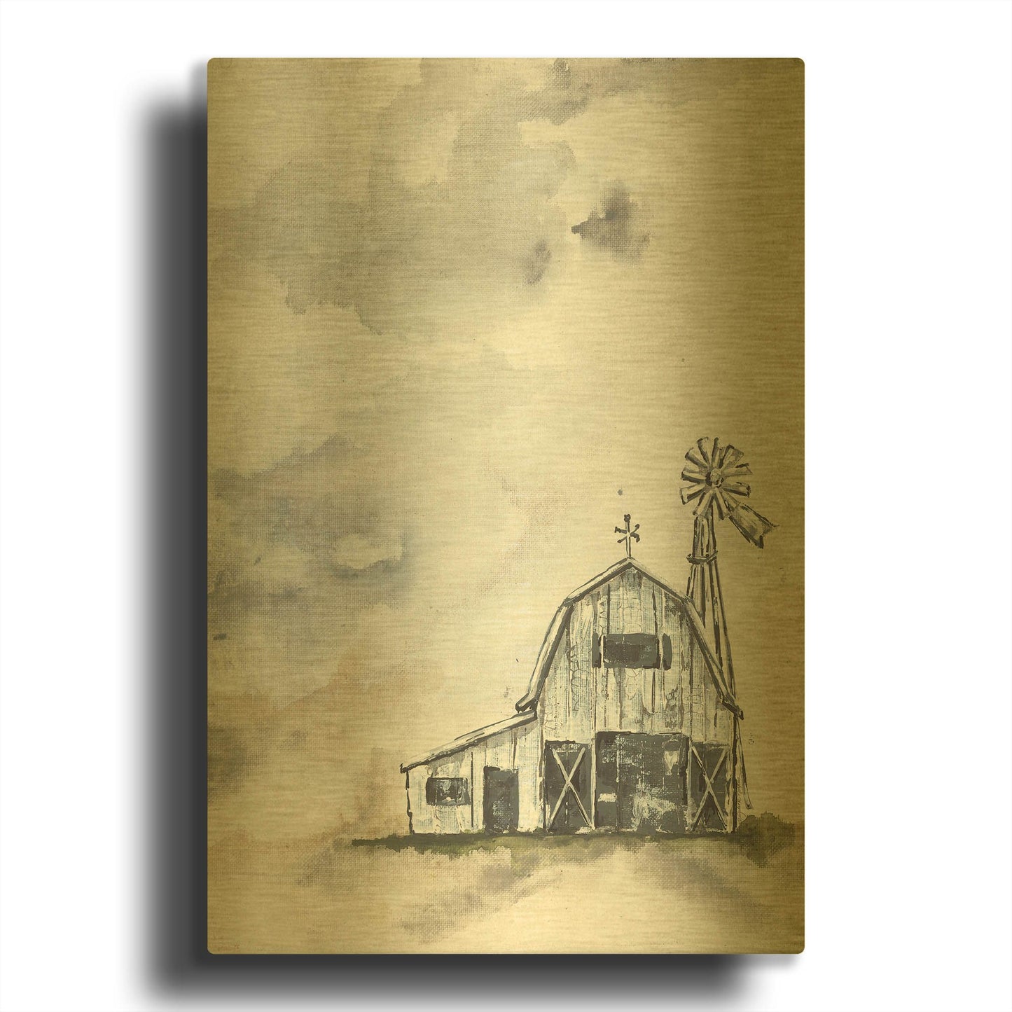 'Haven Mini Barn' By Julie Norkus Gold Metal Wall Art