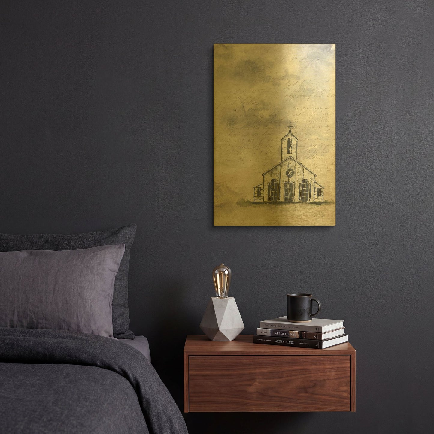 'Haven Mini Worship' By Julie Norkus Gold Metal Wall Art