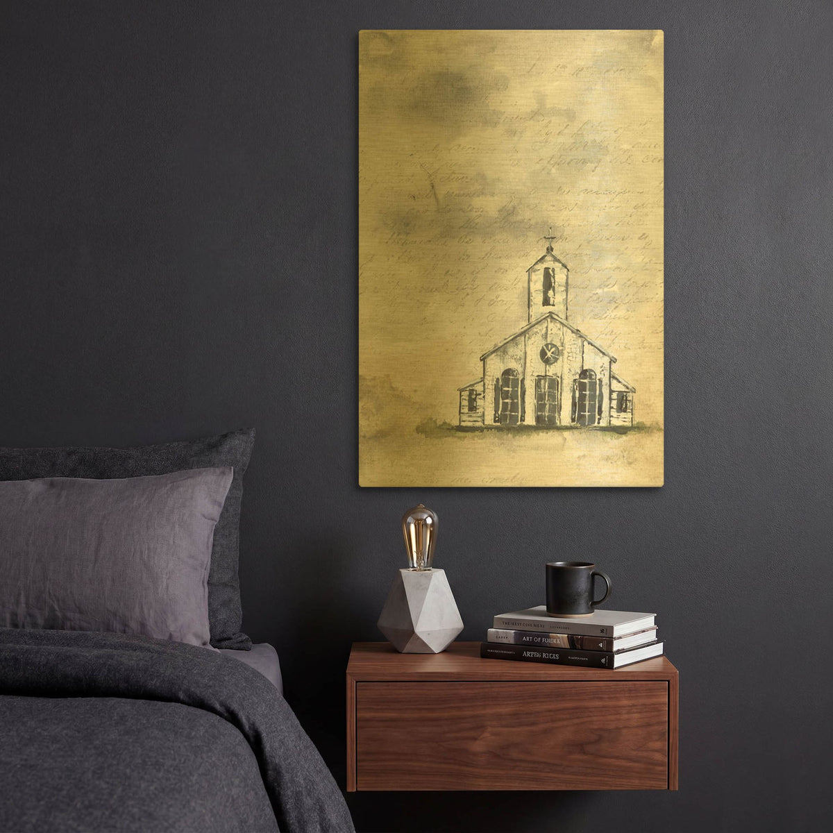 'Haven Mini Worship' By Julie Norkus Gold Metal Wall Art
