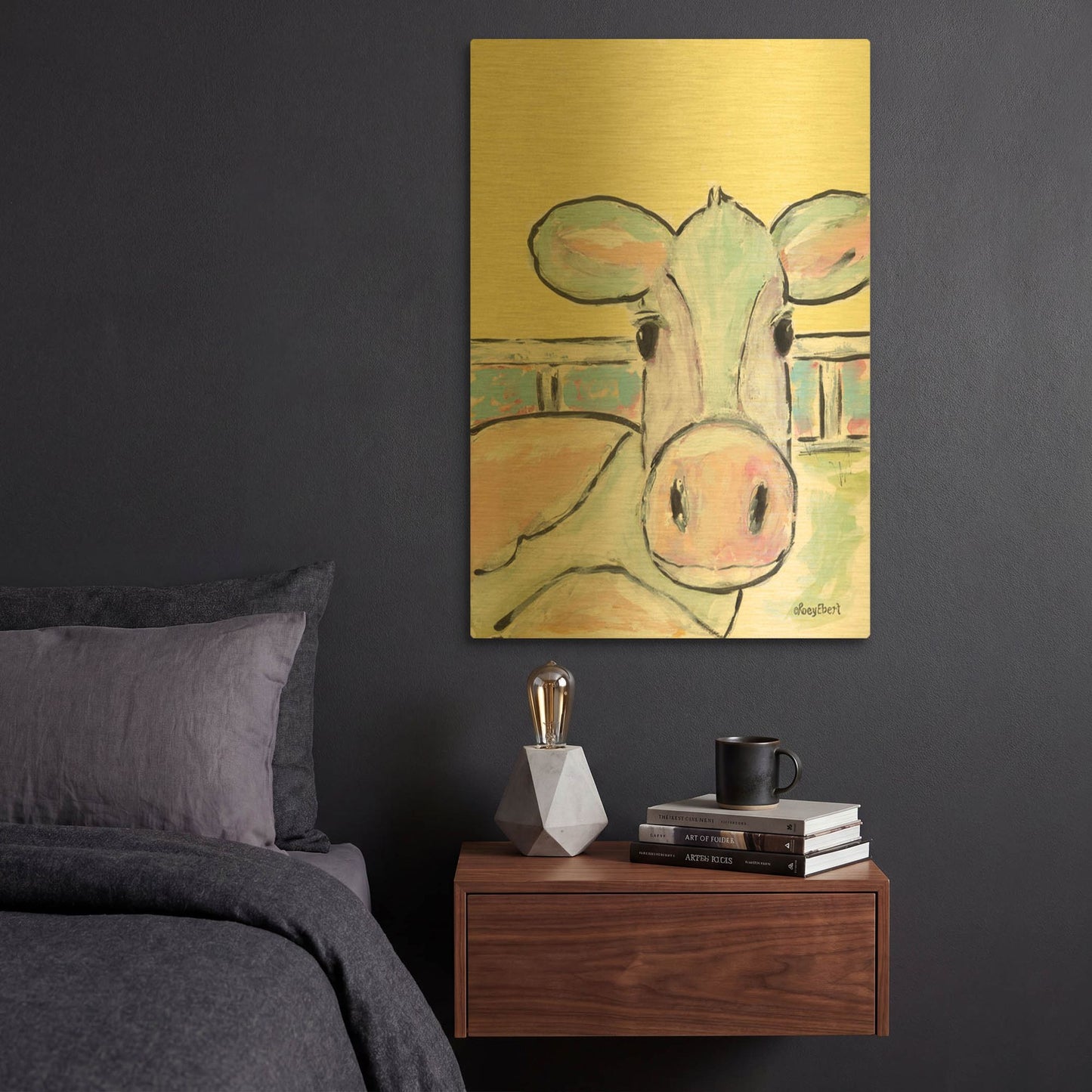 'Moo Moo' By Roey Ebert Gold Metal Wall Art