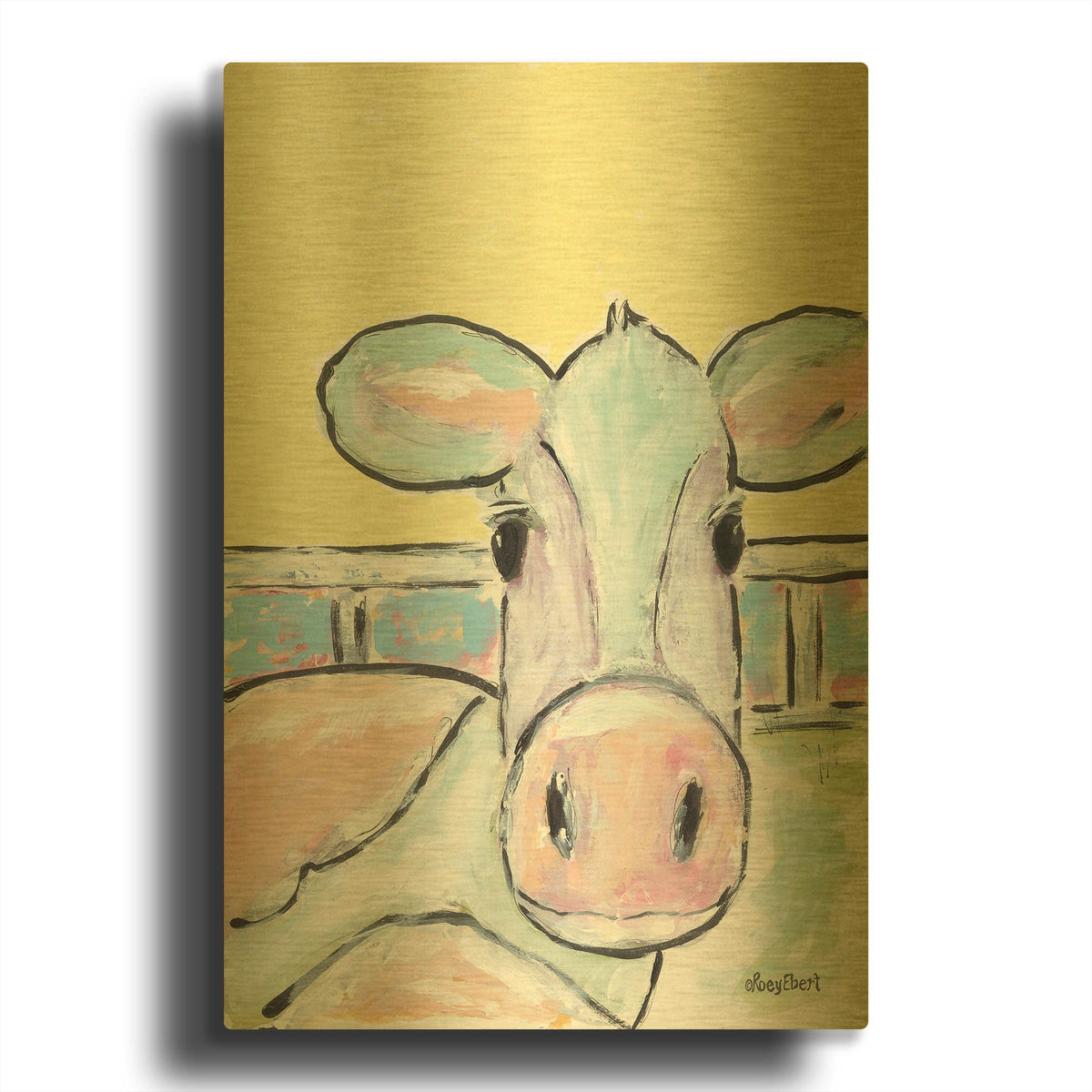 'Moo Moo' By Roey Ebert Gold Metal Wall Art