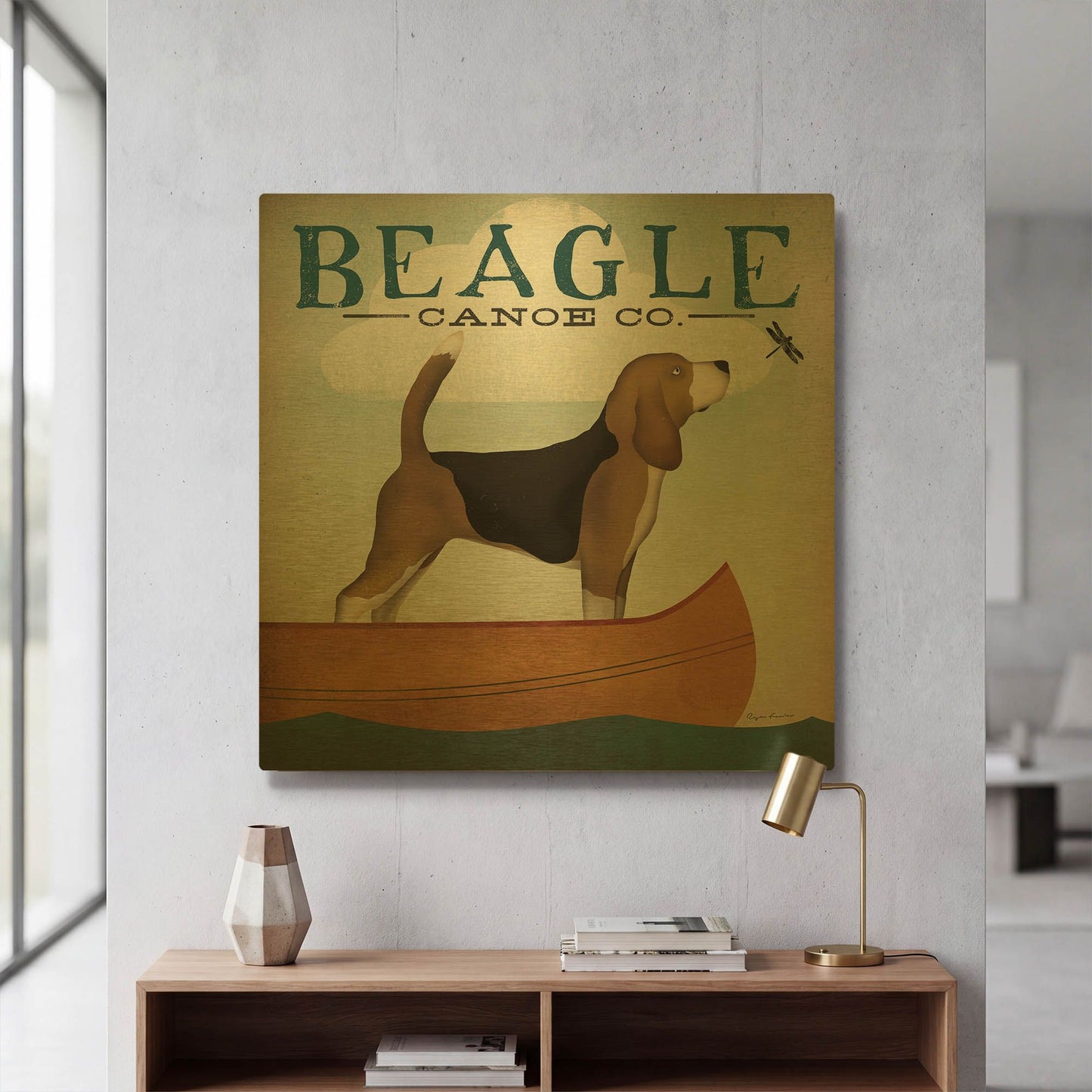 'Beagle Canoe Co' By Ryan Fowler Gold Metal Wall Art