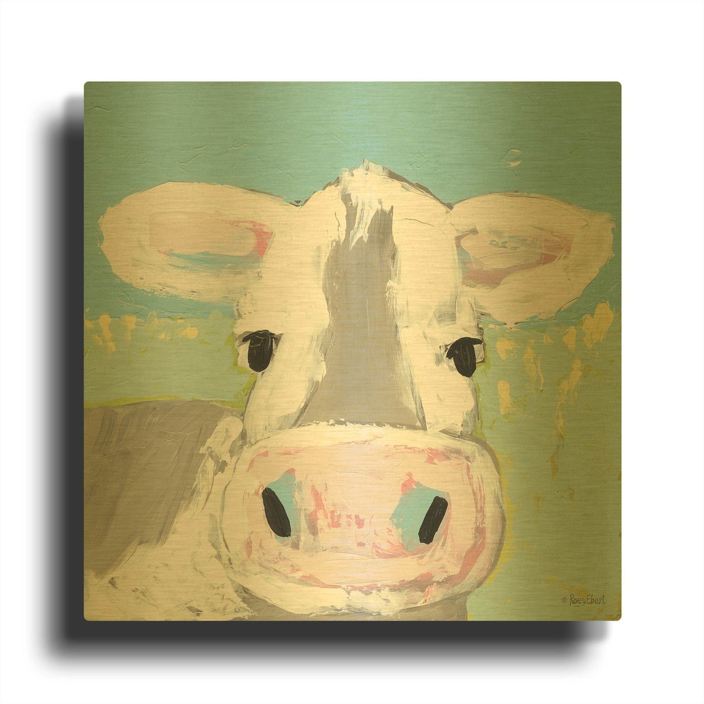 'Moo' By Roey Ebert Gold Metal Wall Art
