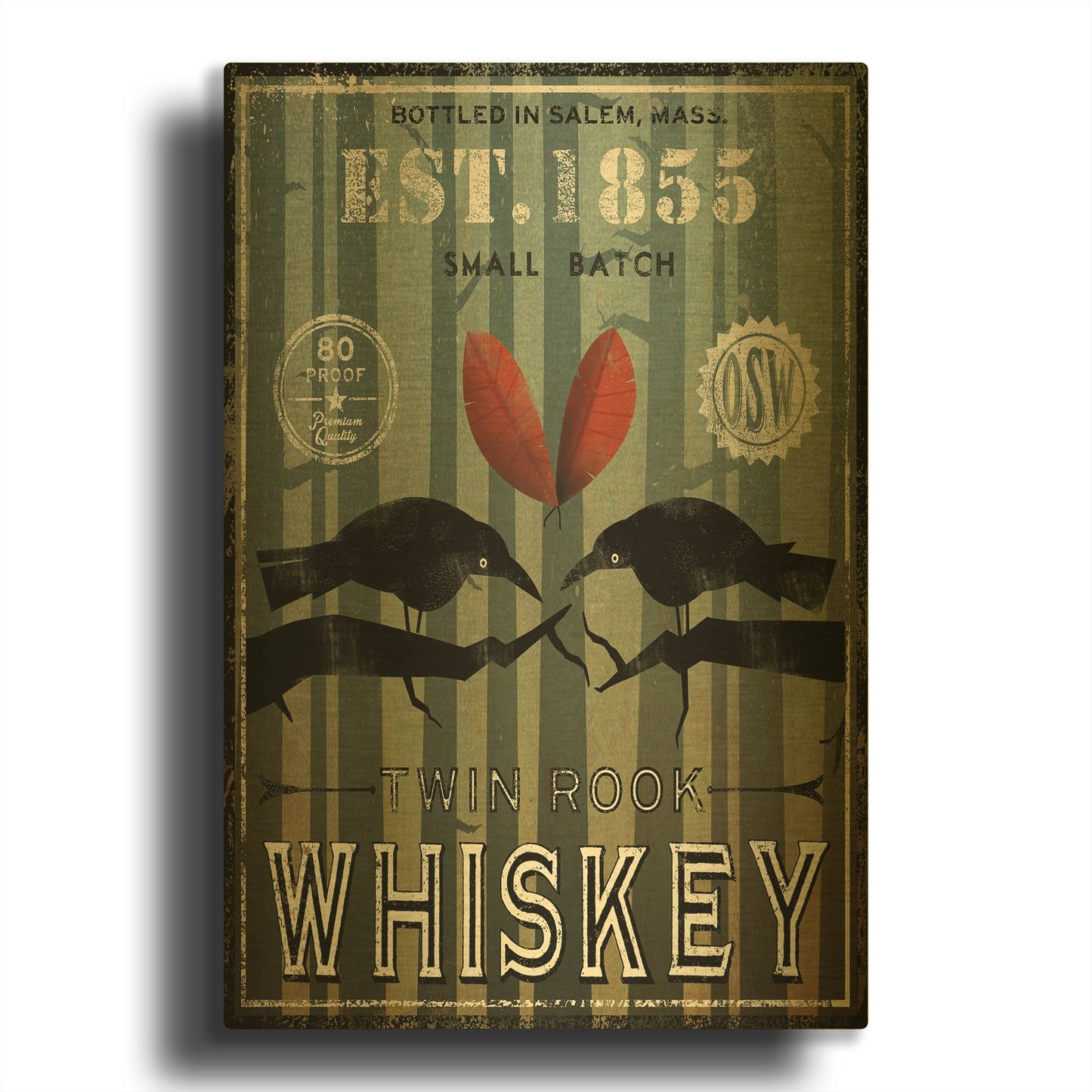 'Old Salt Whiskey Love Birds' By Ryan Fowler Gold Metal Wall Art