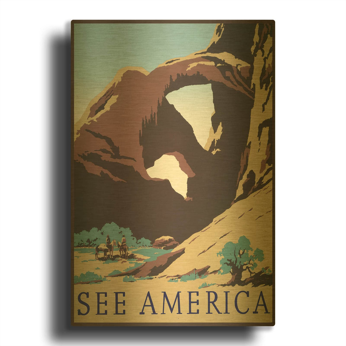 'See America' By Stellar Design Studio Gold Metal Wall Art