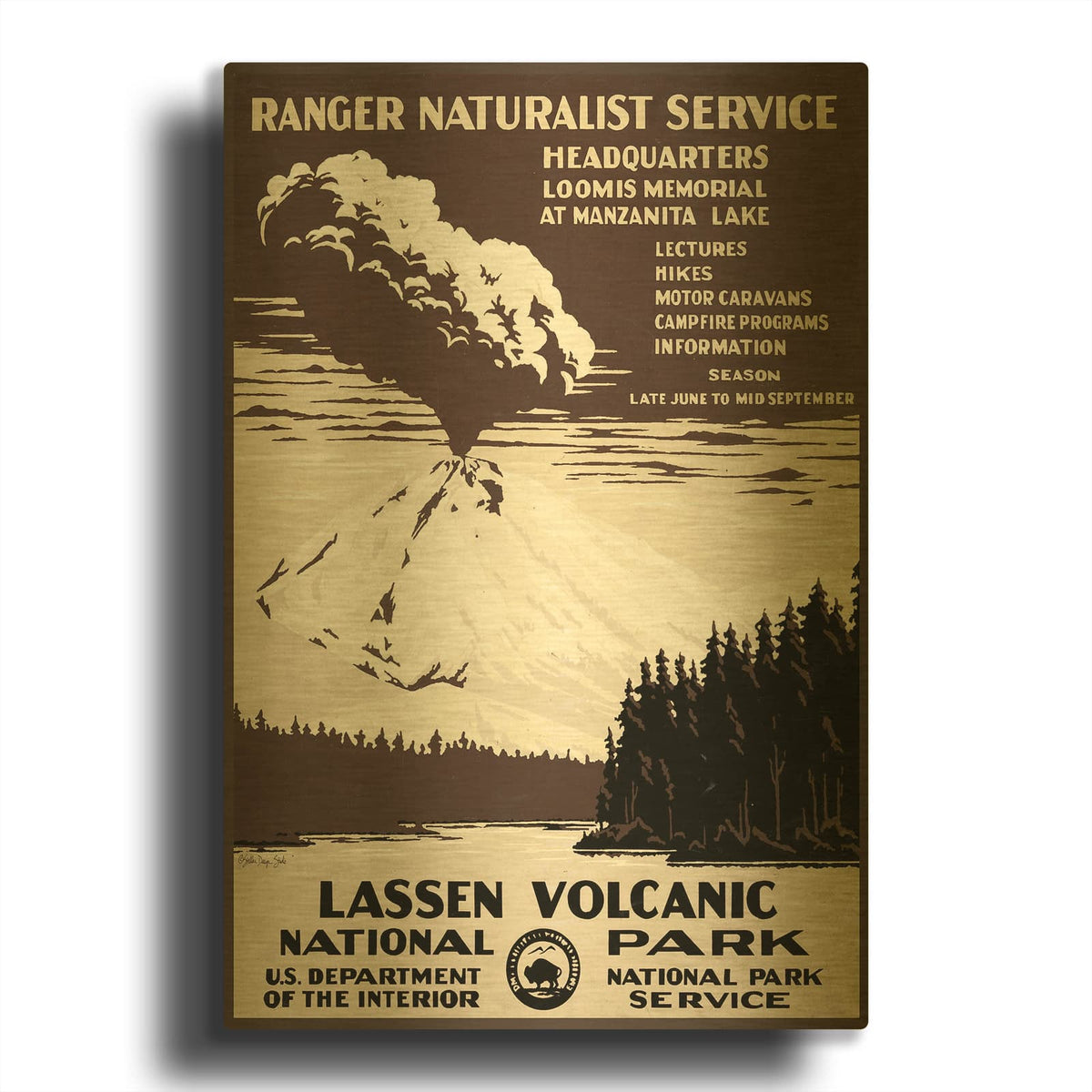 'Lessen Volcanic Park' By Stellar Design Studio Gold Metal Wall Art