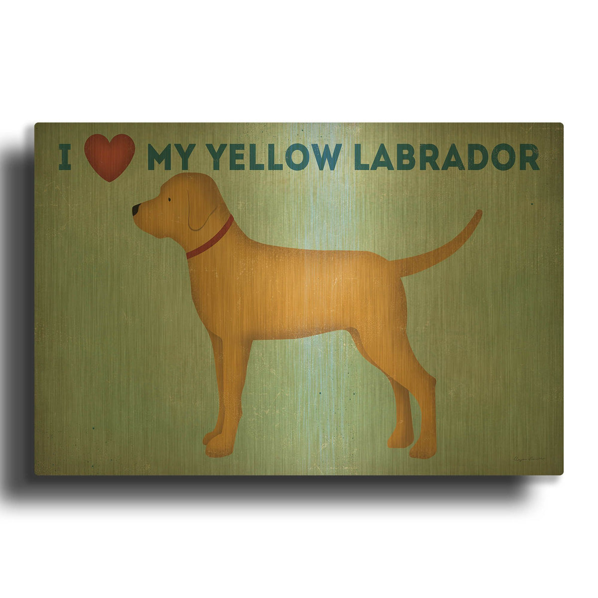 'Golden Dog Love I' By Ryan Fowler Gold Metal Wall Art