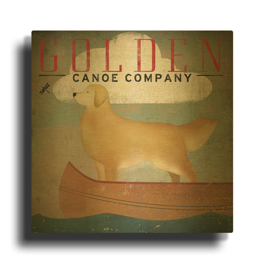 'Golden Dog Canoe Co' By Ryan Fowler Gold Metal Wall Art