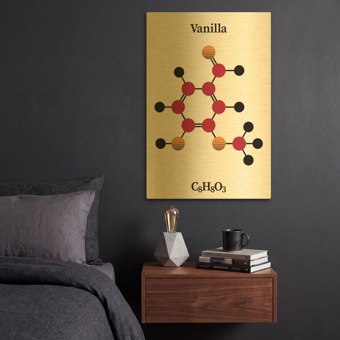 'Vanilla Molecule' By Maxim Gold Metal Wall Art