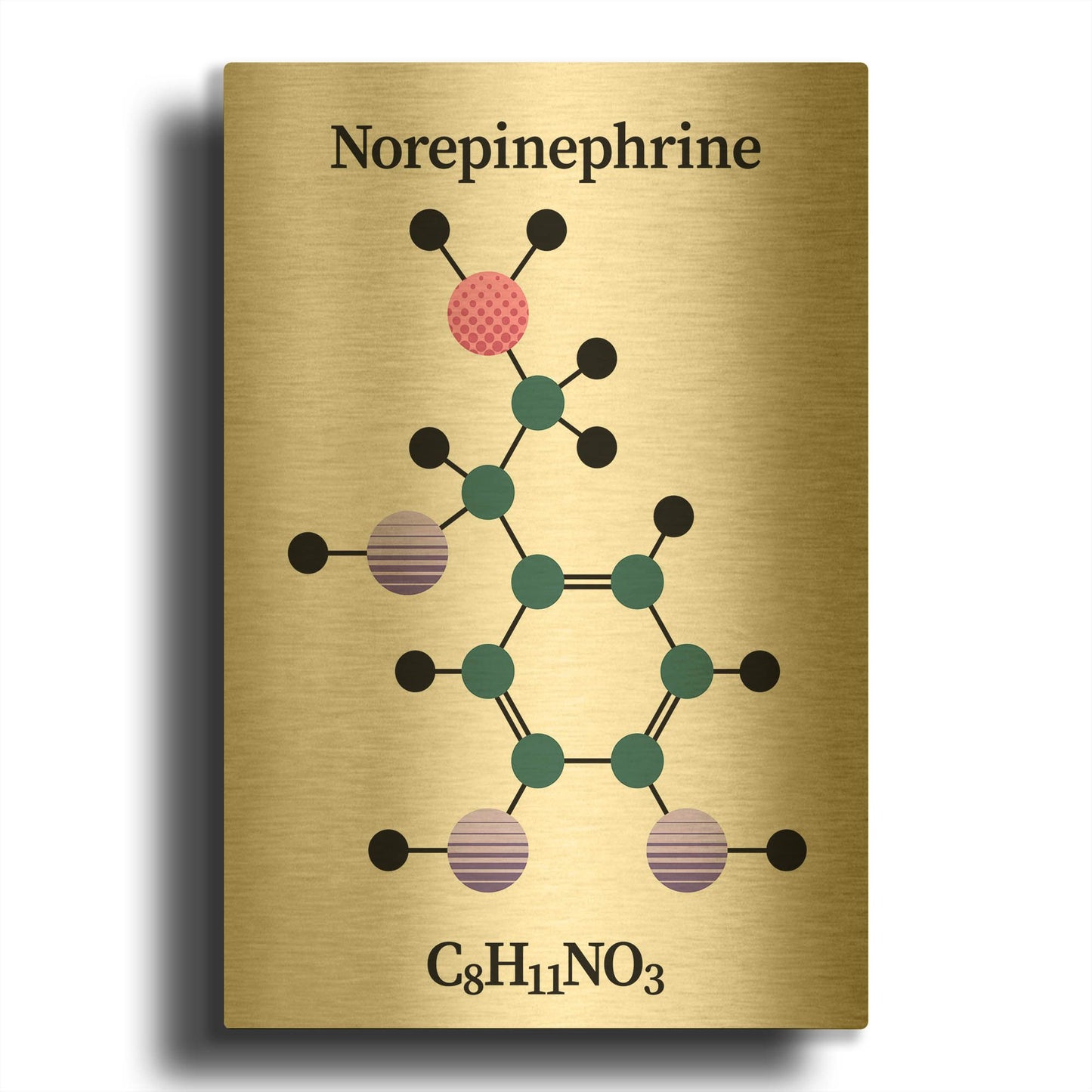 'Norepinephrine Molecule' By Maxim Gold Metal Wall Art