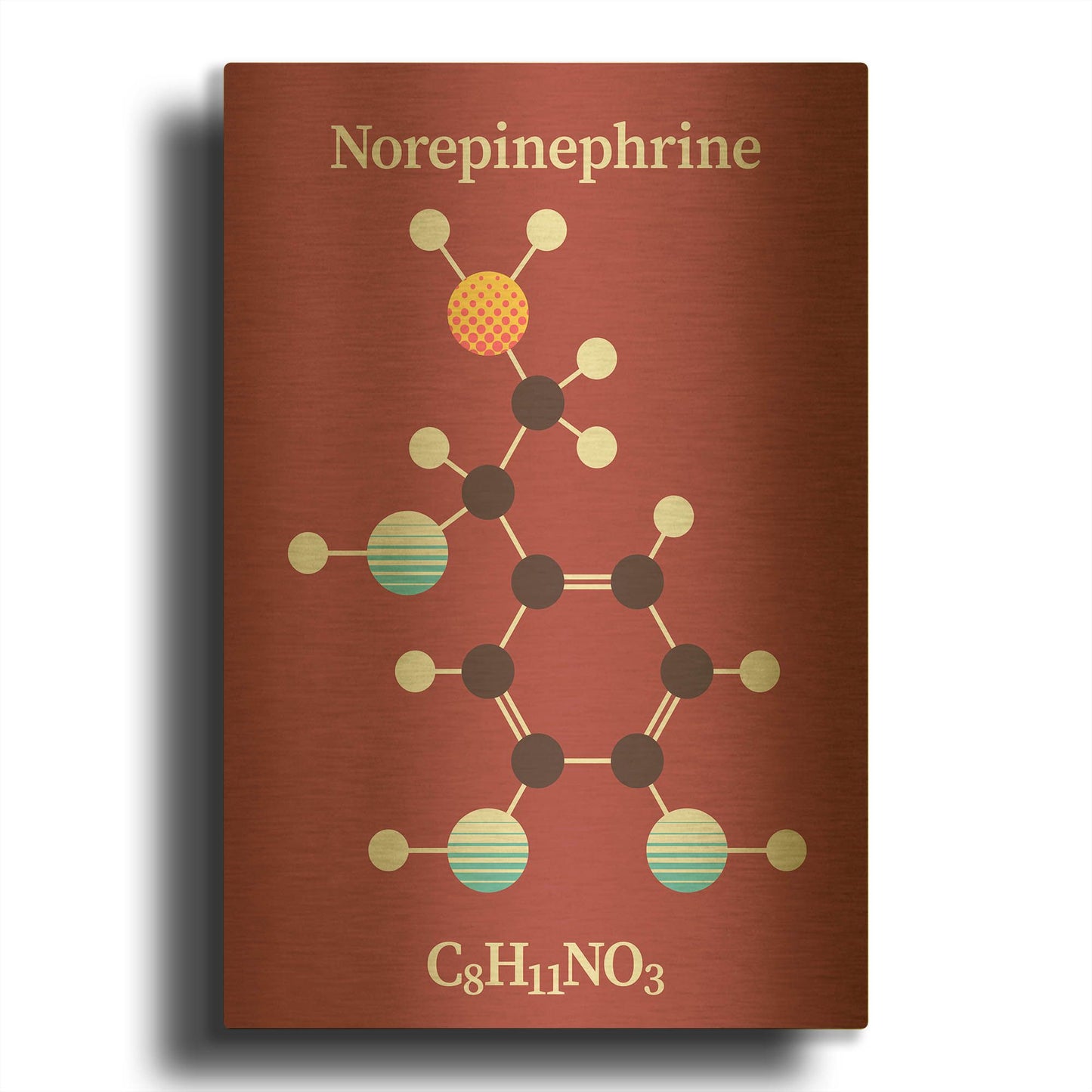 'Norepinephrine Molecule 2' By Maxim Gold Metal Wall Art