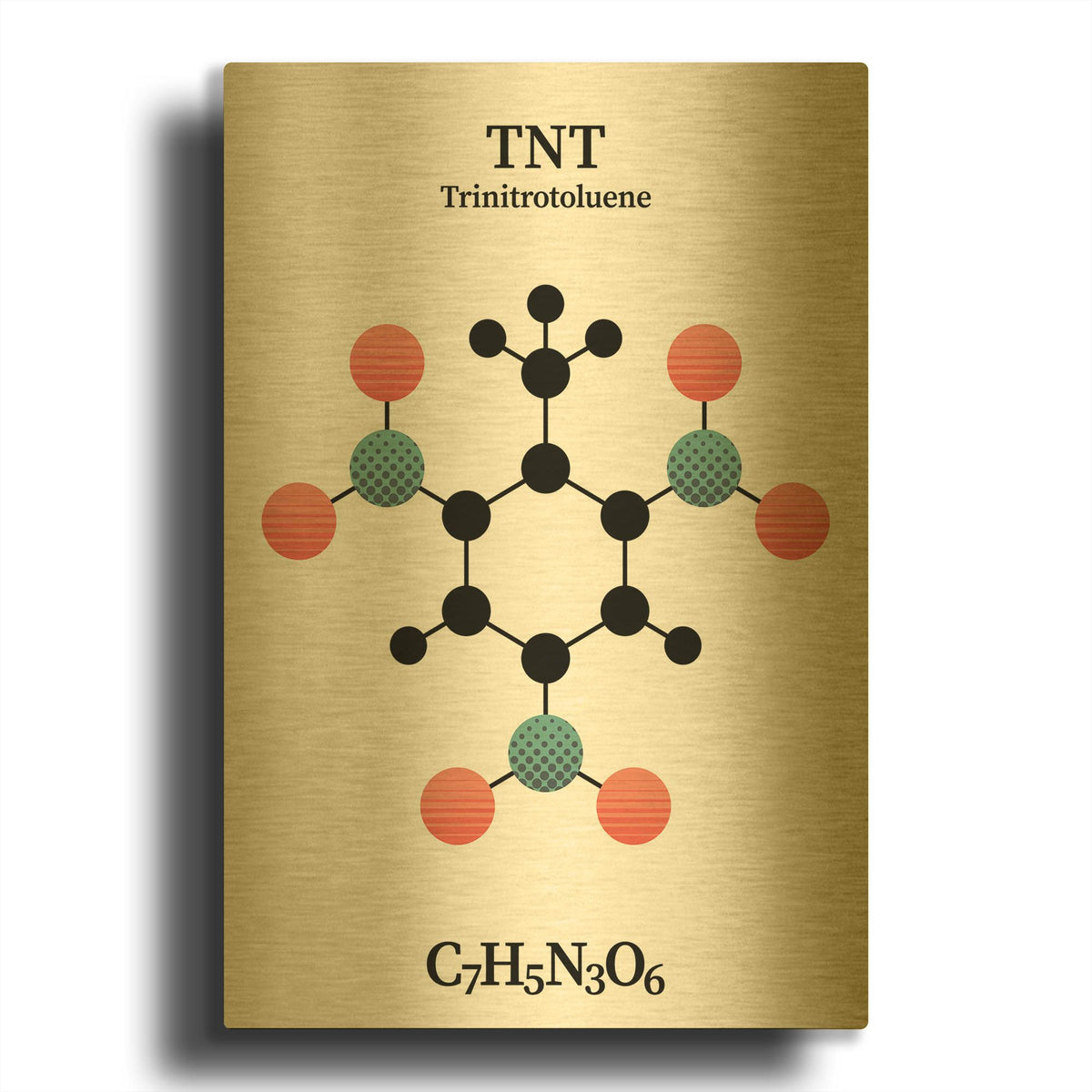 'TNT Molecule' By Maxim Gold Metal Wall Art