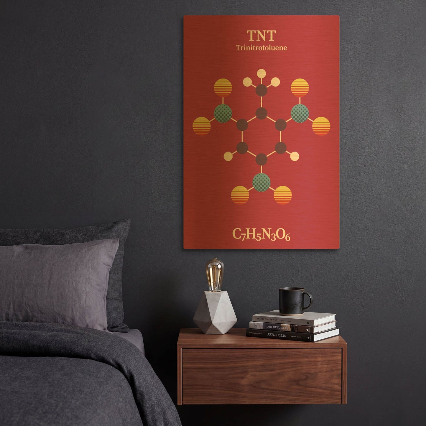 'TNT Molecule 2' By Maxim Gold Metal Wall Art