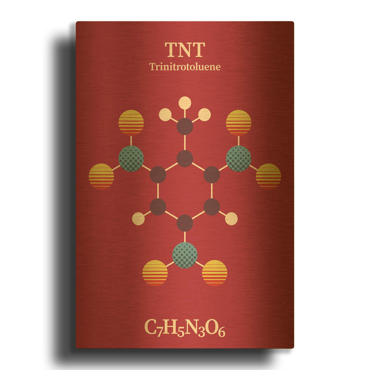 'TNT Molecule 2' By Maxim Gold Metal Wall Art