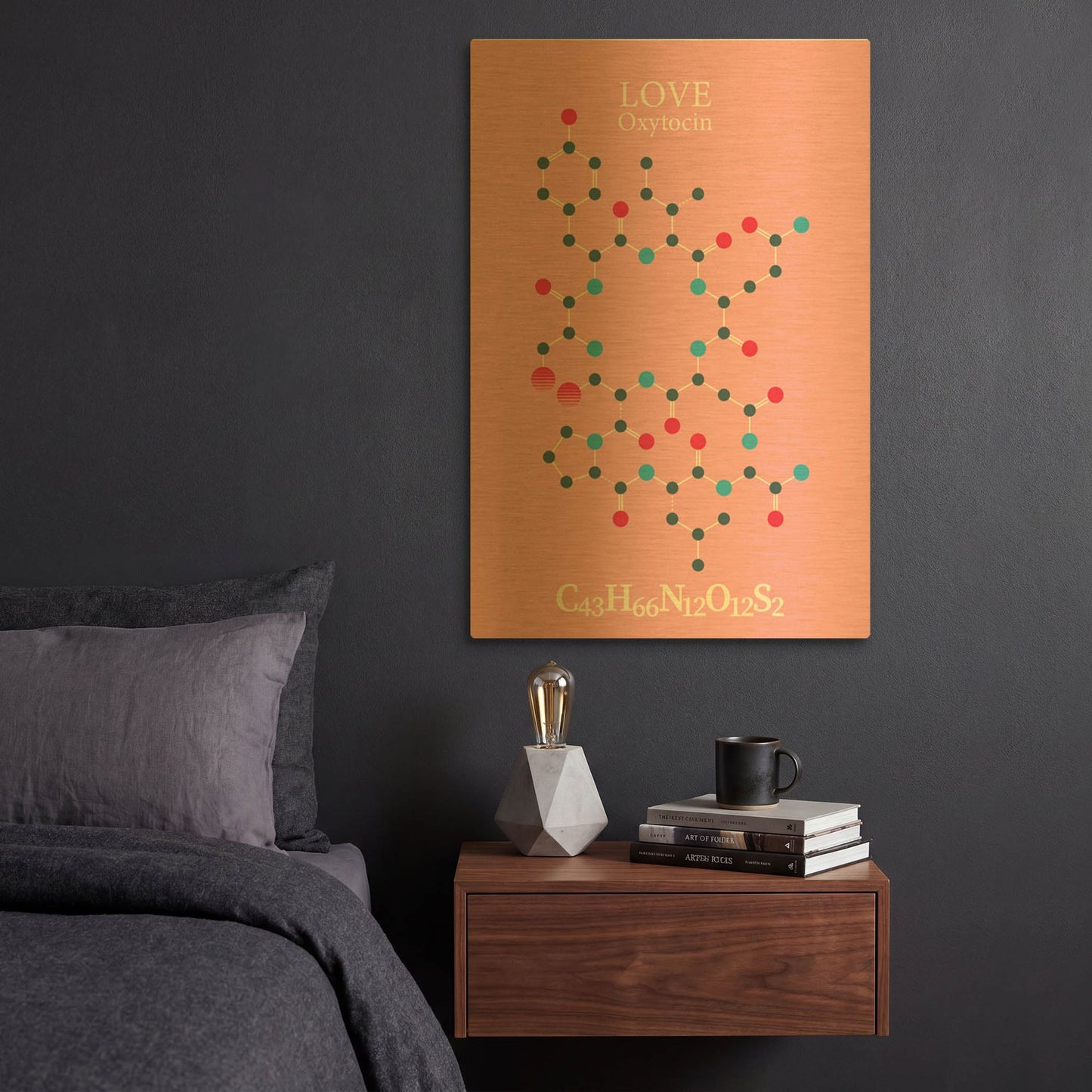 'Oxytocin Molecule 2' By Maxim Gold Metal Wall Art