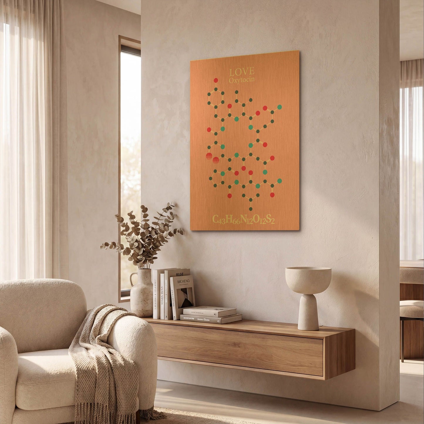 'Oxytocin Molecule 2' By Maxim Gold Metal Wall Art