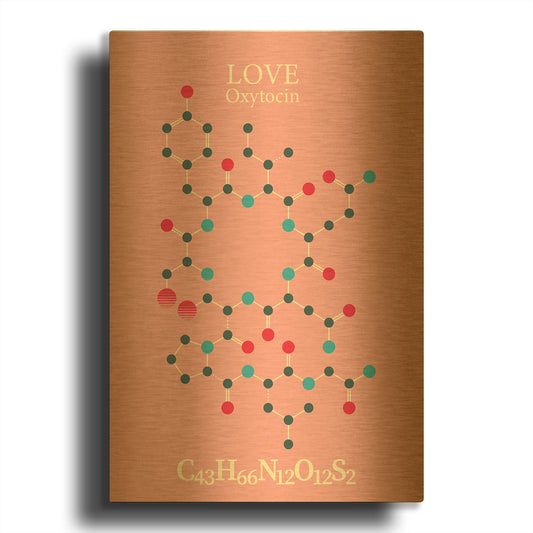 'Oxytocin Molecule 2' By Maxim Gold Metal Wall Art