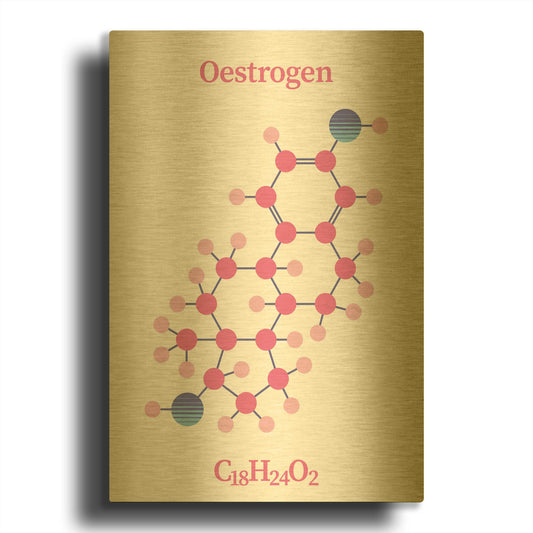 'Oestrogen Molecule' By Maxim Gold Metal Wall Art
