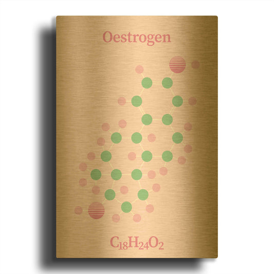 'Oestrogen Molecule 2' By Maxim Gold Metal Wall Art