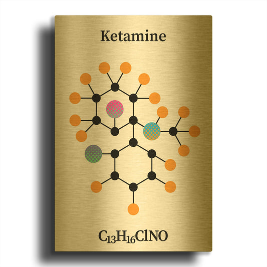 'Ketamine Molecule' By Maxim Gold Metal Wall Art