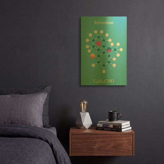 'Ketamine Molecule 2' By Maxim Gold Metal Wall Art