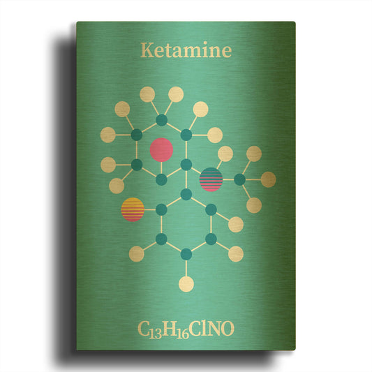'Ketamine Molecule 2' By Maxim Gold Metal Wall Art