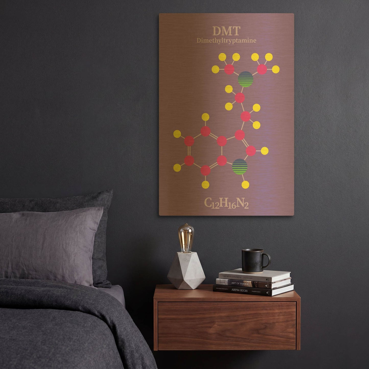 'DMT Molecule' By Maxim Gold Metal Wall Art