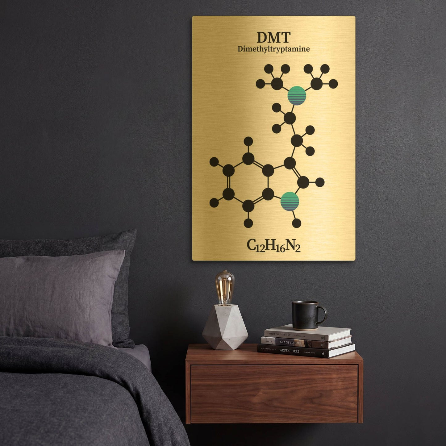 'DMT Molecule 2' By Maxim Gold Metal Wall Art