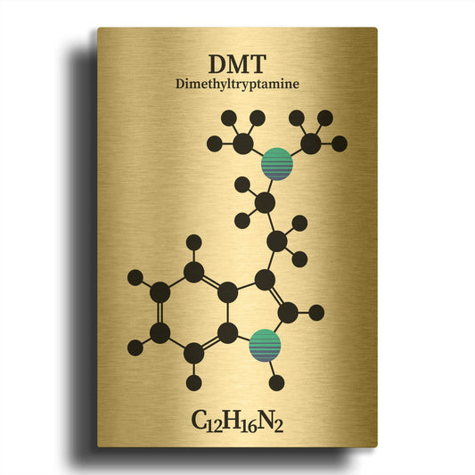 'DMT Molecule 2' By Maxim Gold Metal Wall Art