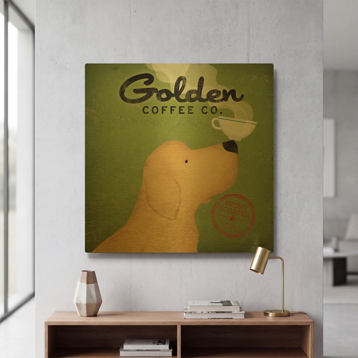 'Golden Coffee Co Square' By Ryan Fowler Gold Metal Wall Art
