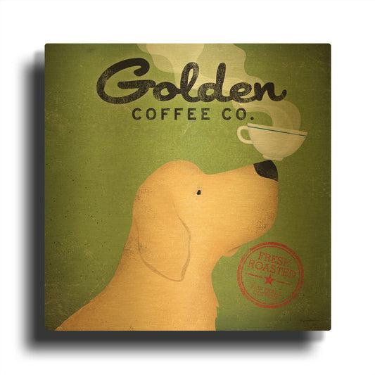'Golden Coffee Co Square' By Ryan Fowler Gold Metal Wall Art