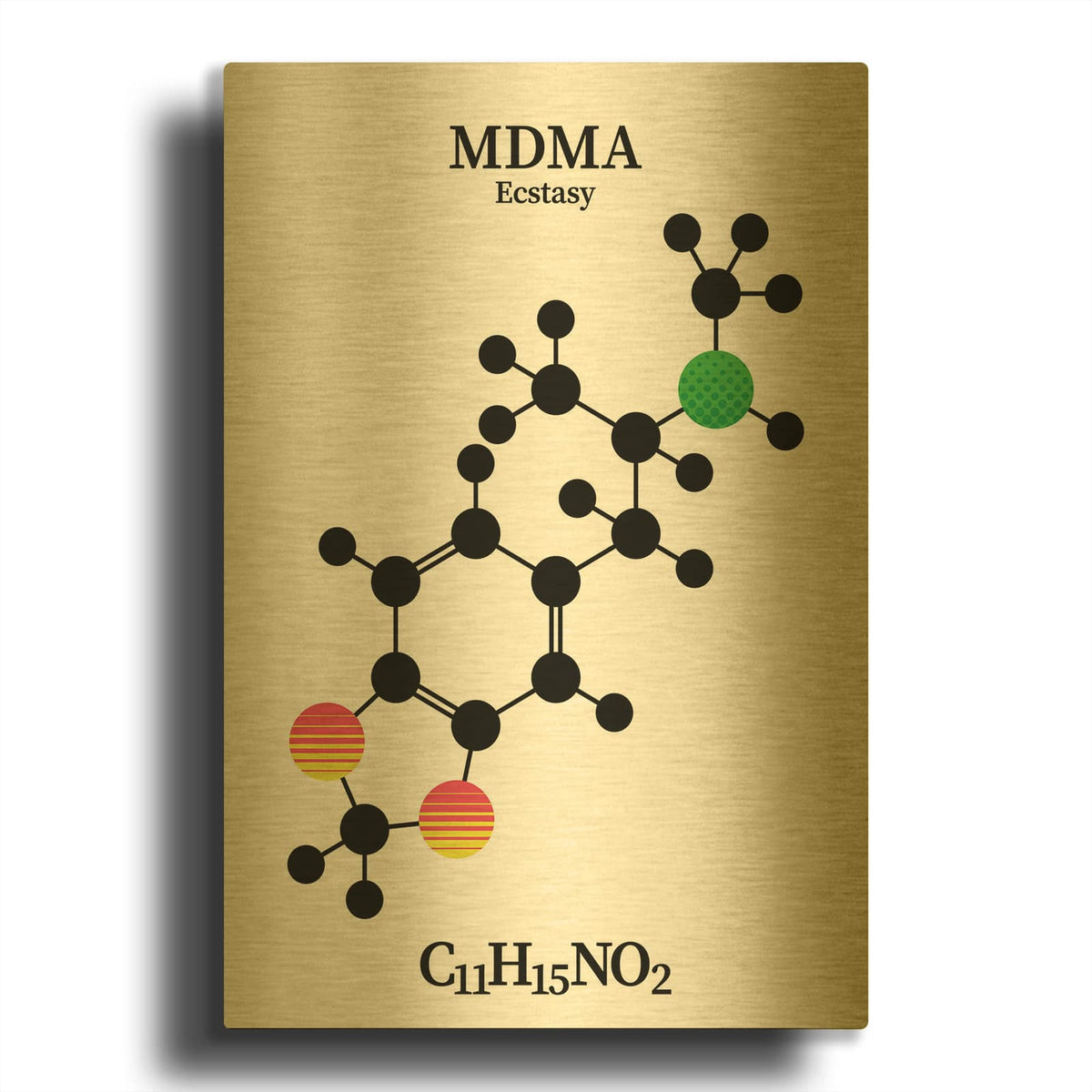 'MDMA Molecule' By Maxim Gold Metal Wall Art