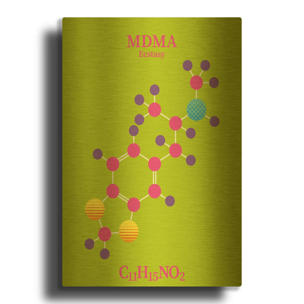 'MDMA Molecule 2' By Maxim Gold Metal Wall Art