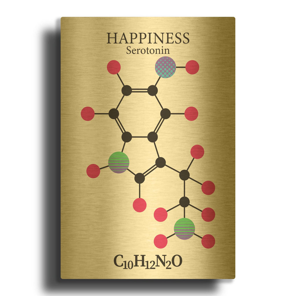 'Serotonin Molecule' By Maxim Gold Metal Wall Art