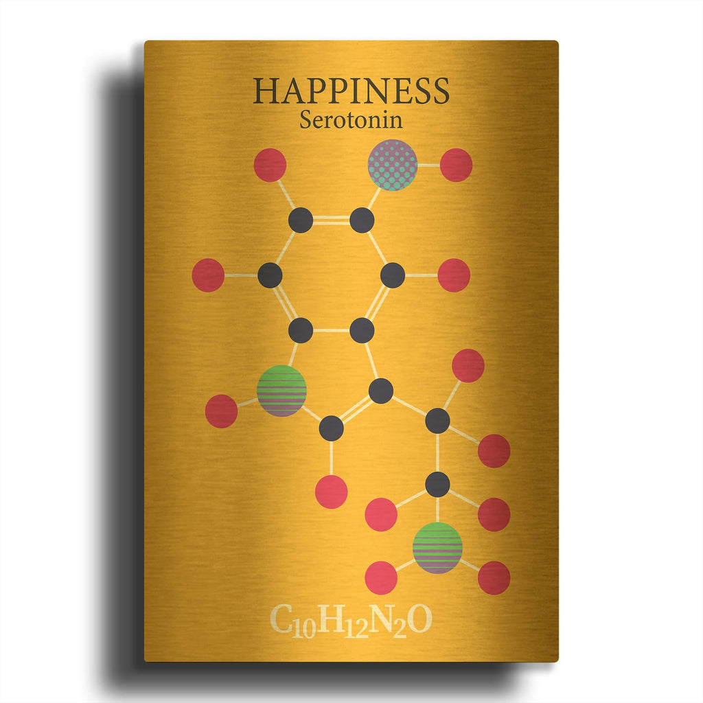 'Serotonin Molecule 2' By Maxim Gold Metal Wall Art