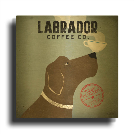 'Labrador Coffee Co' By Ryan Fowler Gold Metal Wall Art