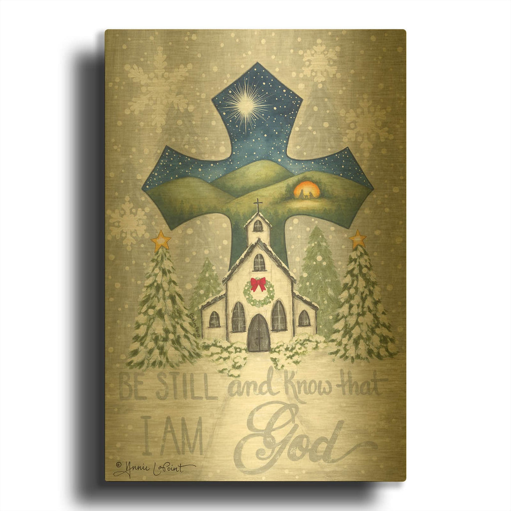 'Christmas Cross' By Annie LaPoint Gold Metal Wall Art