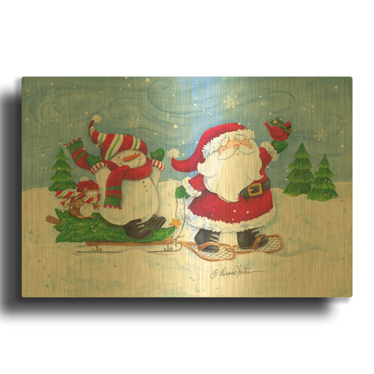 'Getting the Christmas Tree' By Diane Kater Gold Metal Wall Art