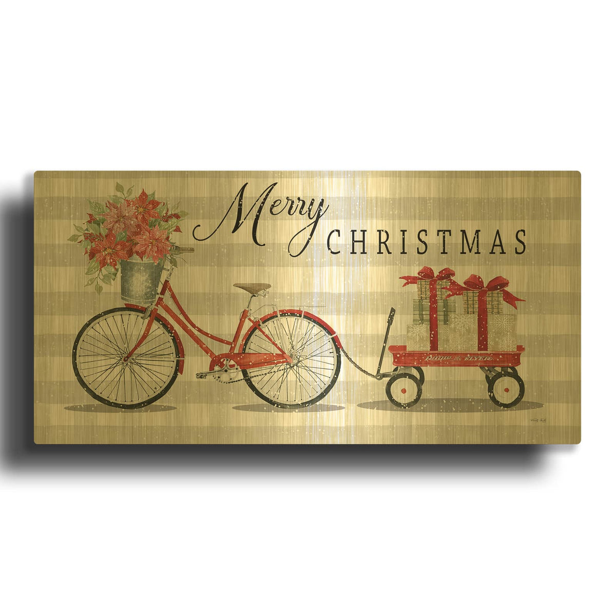 'Christmas Delivery II' By Cindy Jacobs Gold Metal Wall Art