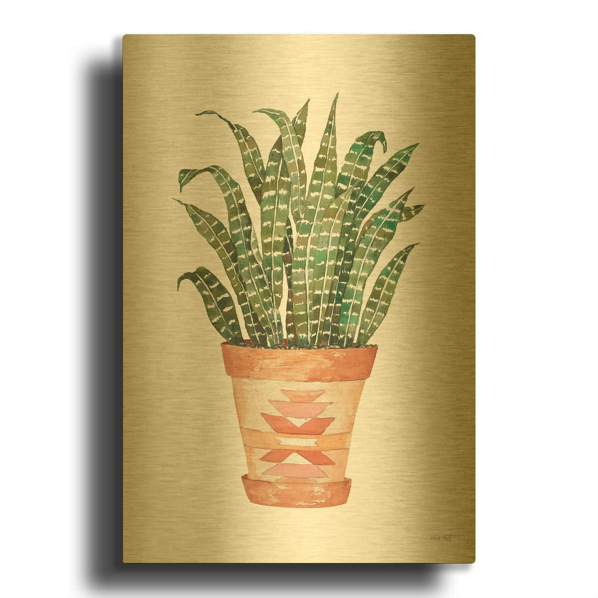 'Aztec Pot III' By Cindy Jacobs Gold Metal Wall Art