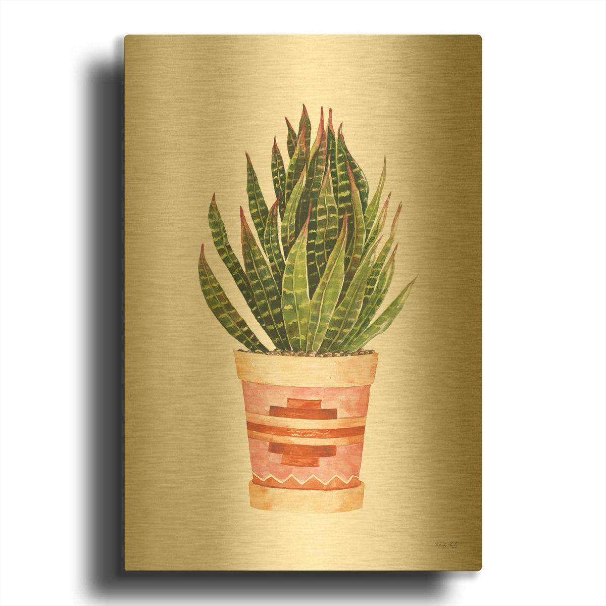 'Aztec Pot IV' By Cindy Jacobs Gold Metal Wall Art