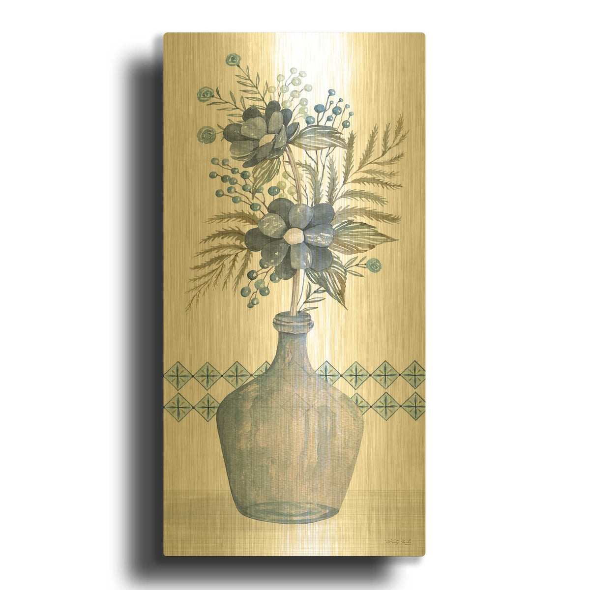 'Blue Poppies' By Cindy Jacobs Gold Metal Wall Art