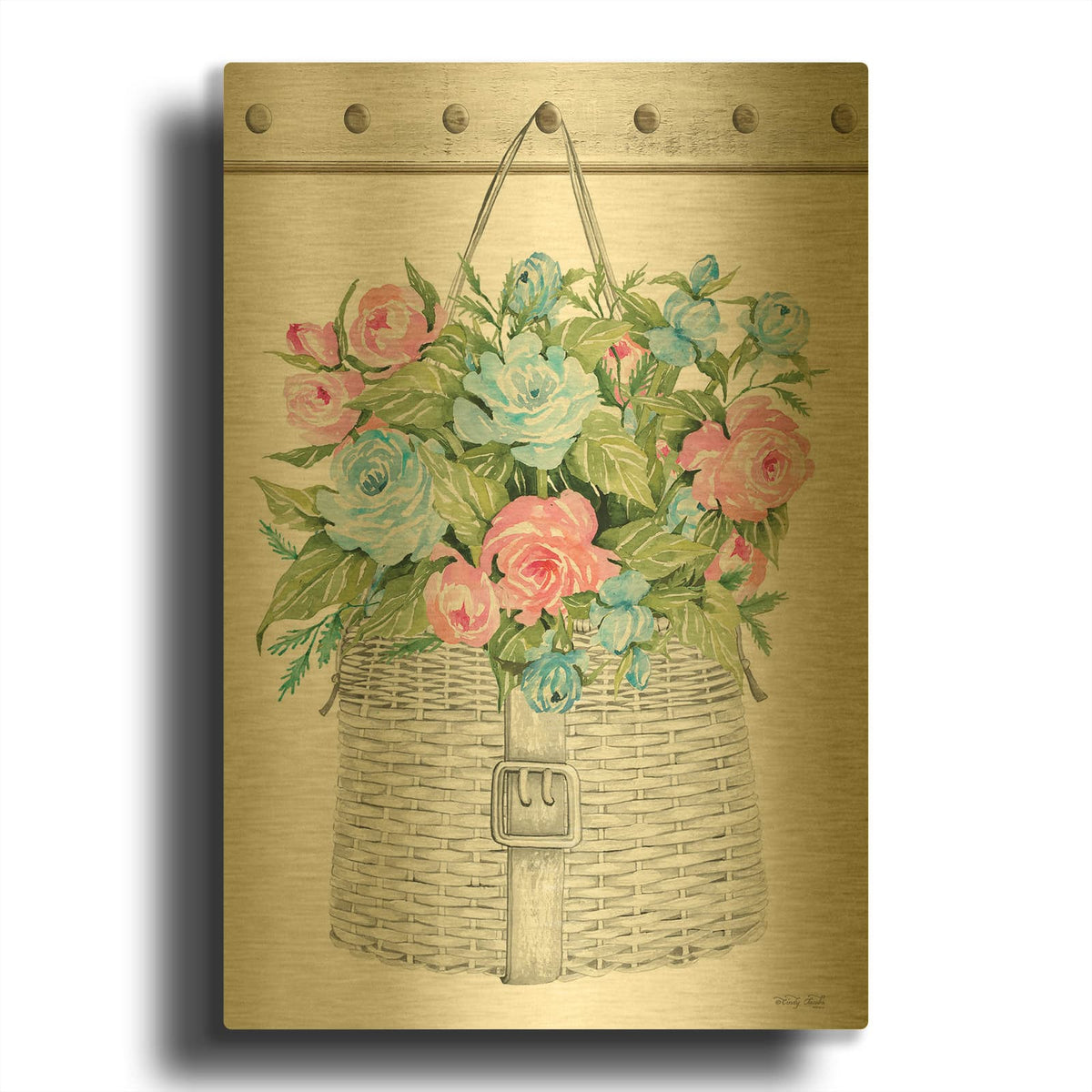 'Floral Pop I' By Cindy Jacobs Gold Metal Wall Art