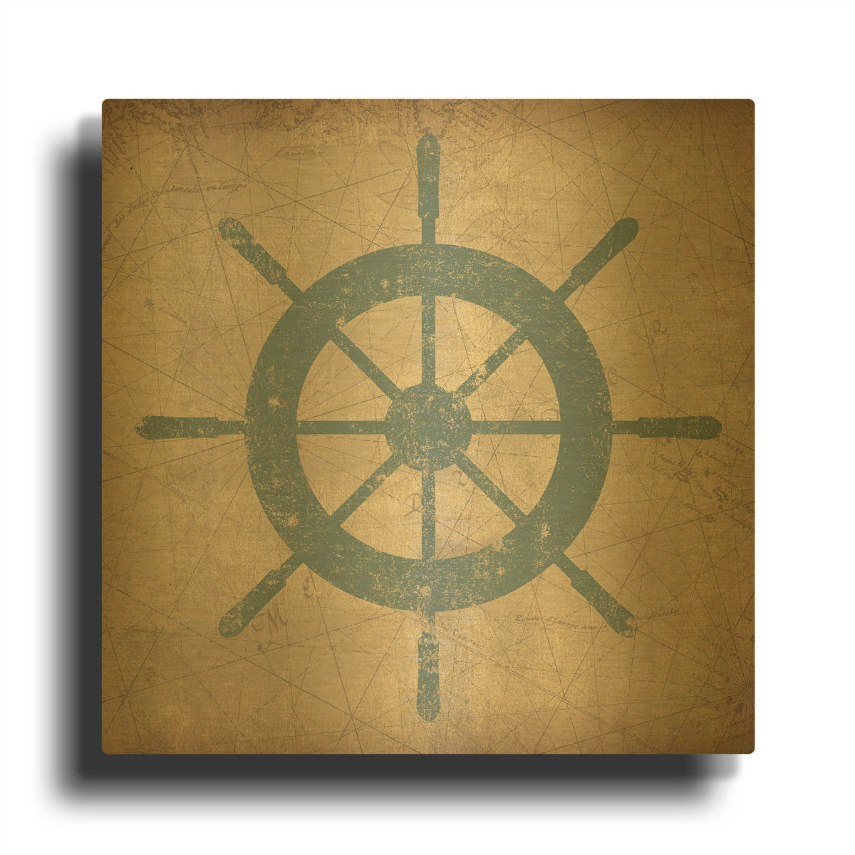 'Nautical Shipwheel' By Ryan Fowler Gold Metal Wall Art
