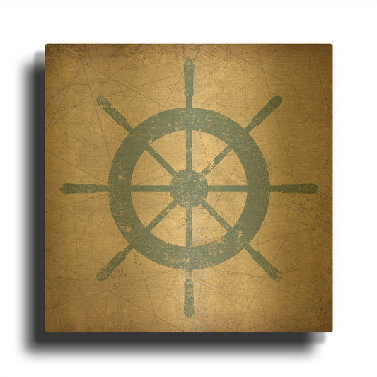 'Nautical Shipwheel' By Ryan Fowler Gold Metal Wall Art