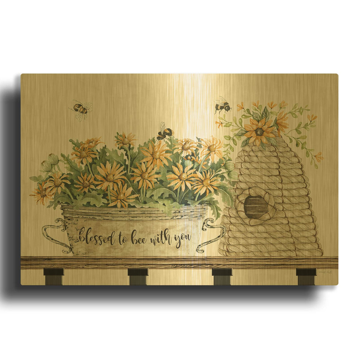 'Blessed to Be With You Bee Hive' By Cindy Jacobs Gold Metal Wall Art